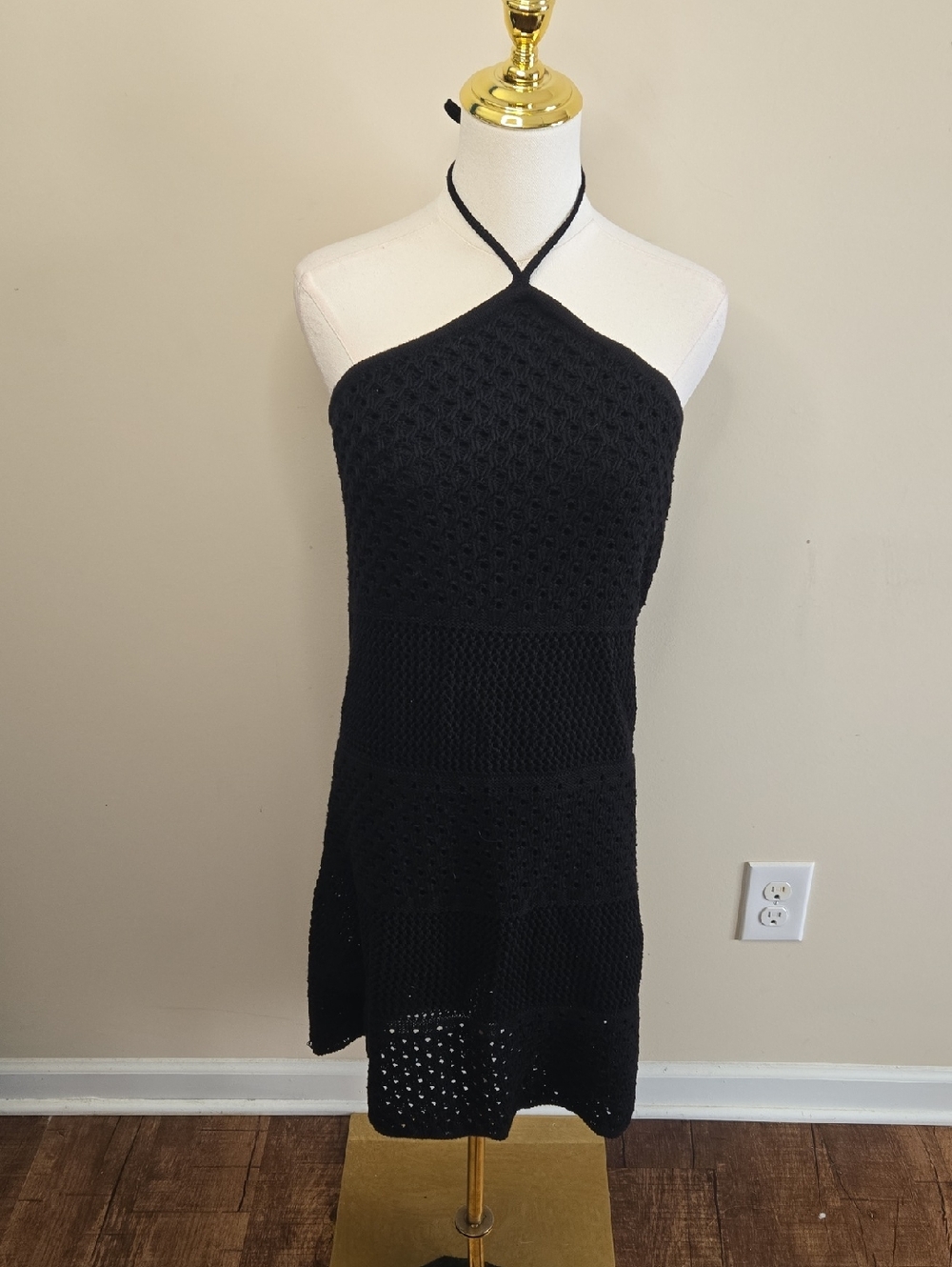 Old Navy Knit Halter Dress Black Mini Summer Staple Large